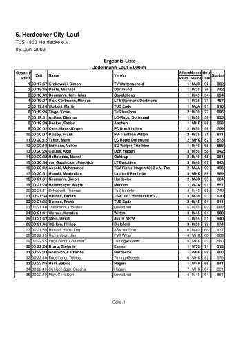 6. Herdecker City-Lauf - TSV 1863 Herdecke eV