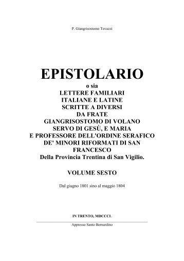 Tovazzi epistolario 6 (ms 61) - Provincia Tridentina