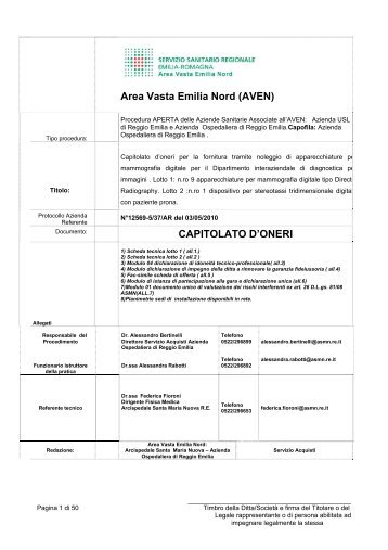 Capitolato d'oneri formato PDF - Arcispedale S. Maria Nuova