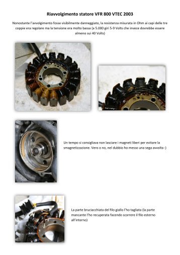 Riavvolgimento statore VFR 800 VTEC 2003