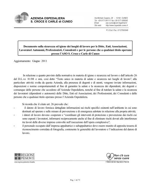 Documento sulla sicurezza ed igiene dei luoghi di lavoro per le Ditte ...