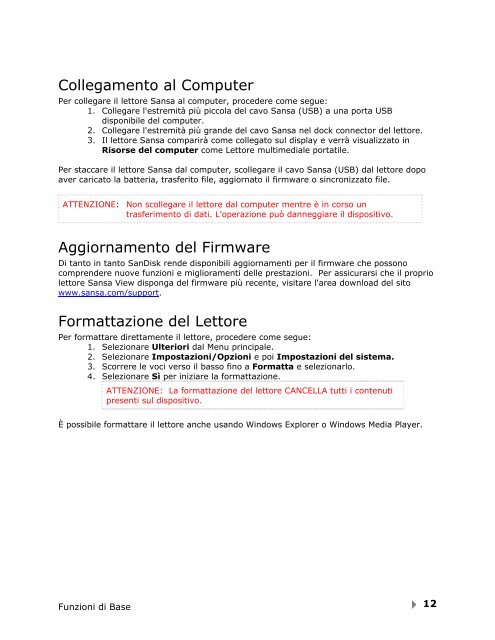 Manuale D'Uso - SanDisk