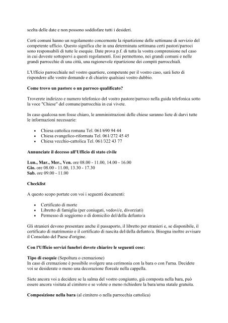 Colpiti dalla morte di un congiunto... La morte è un evento ...