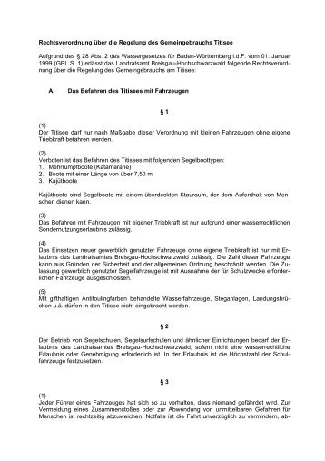 Rechtsverordnung über die Regelung des ... - Titisee-Neustadt