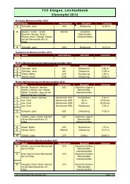 Ehrentafel 2012 - TSV Köngen