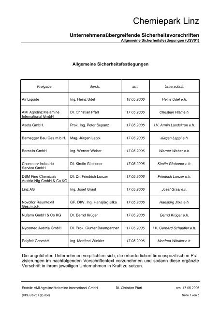 CPL-USV01 - Chemiepark Linz