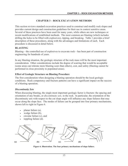 13 CHAPTER 3 – ROCK EXCAVATION METHODS This section ...