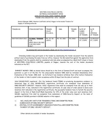 GLOBAL TENDER FOR ANFO BULK MIXING CUM DELIVERY UNIT ...