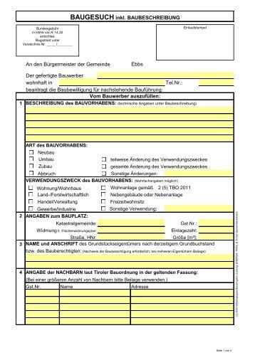 Bauansuchen und Baubeschreibung - Ebbs