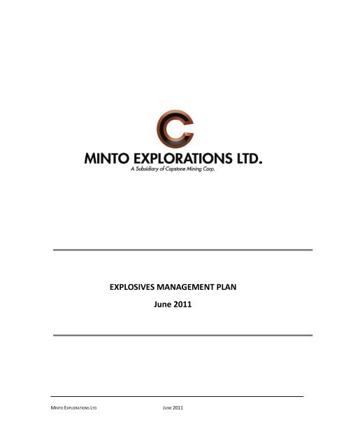 EXPLOSIVES MANAGEMENT PLAN June 2011 - Energy, Mines ...
