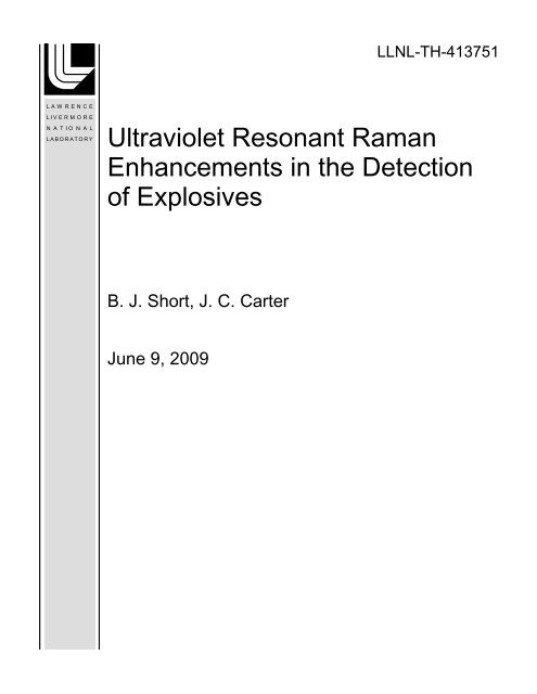 Ultraviolet Resonant Raman Enhancements in the Detection of ...