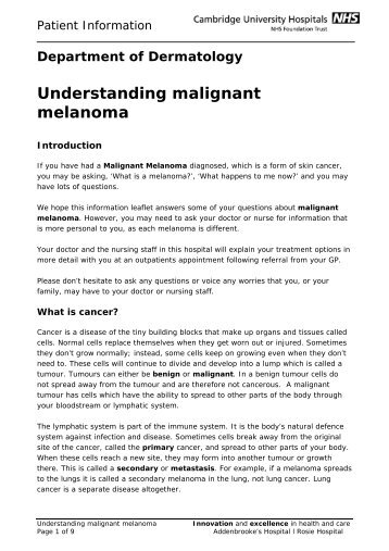 Understanding malignant melanoma - Cambridge University Hospitals