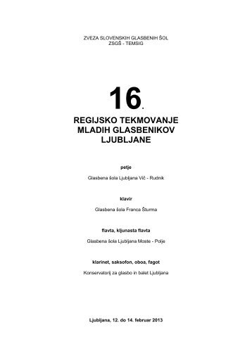 16. regijsko tekmovanje mladih glasbenikov ljubljane