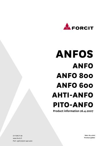 ANFO ANFO 800 ANFO 600 AHTI-ANFO PITO-ANFO - Forcit