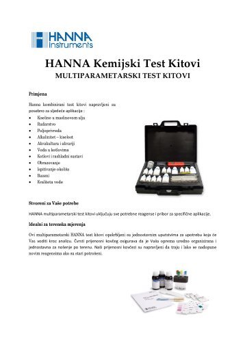 HANNA Kemijski Test Kitovi - hannainst.hr