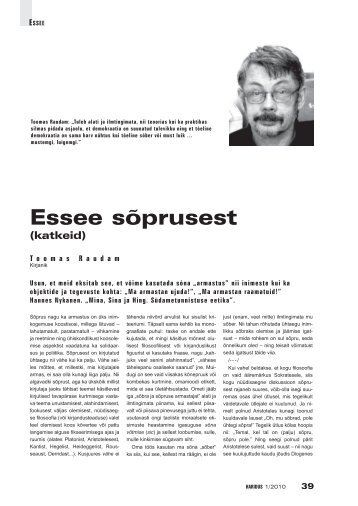 Essee sõprusest - Haridus