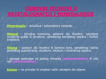 osnovni pojmovi o kristalografiji i mineralogiji