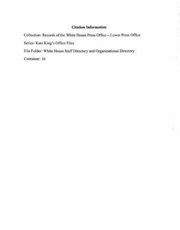 Carter White House Staff Organizational Directory, 1977