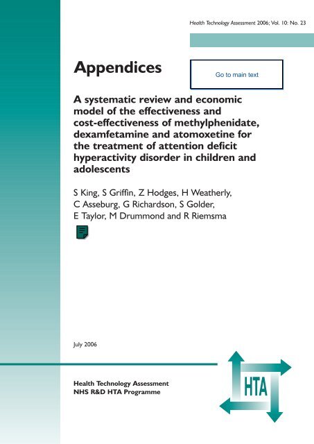 APPENDICES. A systematic review and economic model of the ...