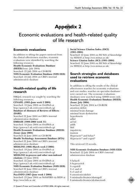 APPENDICES. A systematic review and economic model of the ...