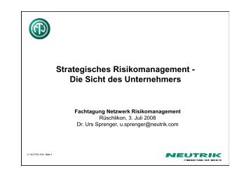 Strategisches Risikomanagement - Netzwerk Risikomanagement