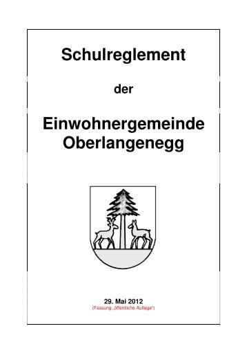 Schulreglement Oberlangenegg - Gemeinde Oberlangenegg