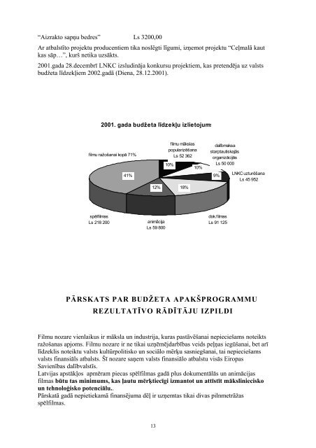 2001.gada pārskats - Nacionālais Kino centrs