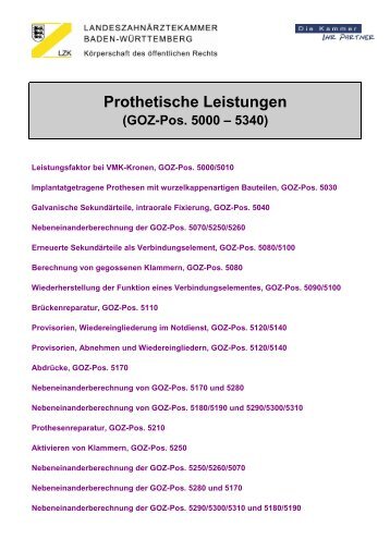 Prothetische Leistungen - LZK BW