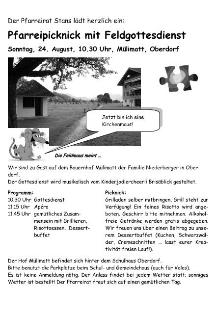 Pfarrblatt Nr 14/08 - Pfarrei Stans