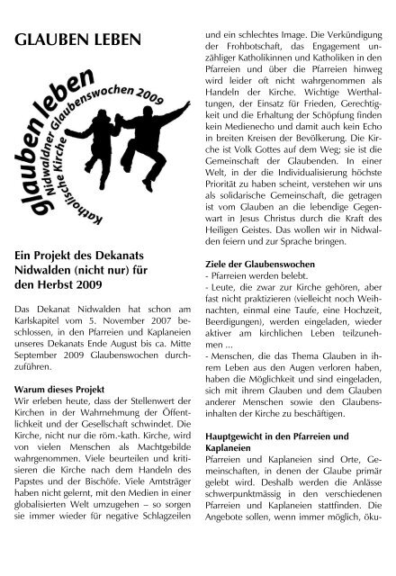 Pfarrblatt Nr 14/08 - Pfarrei Stans