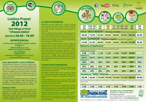 Listino Prezzi 2012 New Orr Hotel Club Spiaggia Romea
