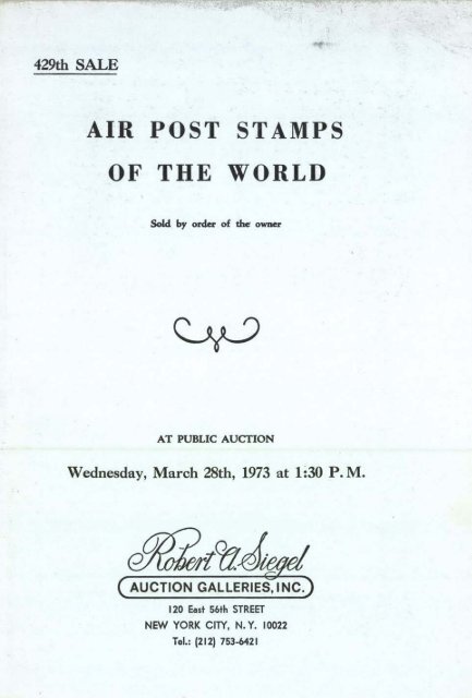 429-Air Post Stamps of the World - Robert A. Siegel Auction ...