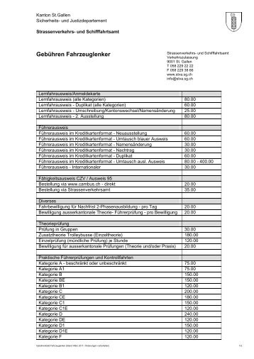 Gebühren Fahrzeuglenker - Strassenverkehrs- und Schifffahrtsamt ...