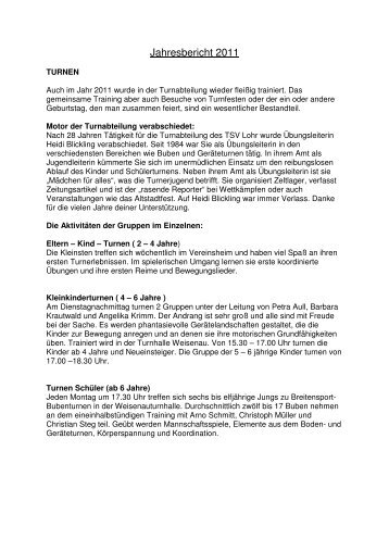 Jahresbericht 2011 - TSV 1846 Lohr am Main eV