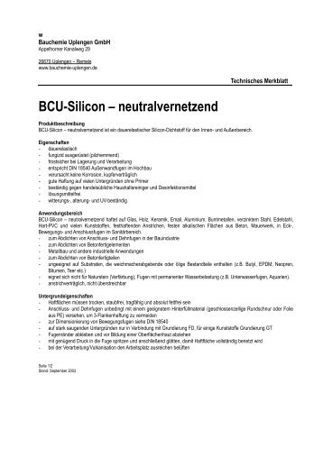 BCU-Silicon – neutralvernetzend - Bauchemie Uplengen GmbH