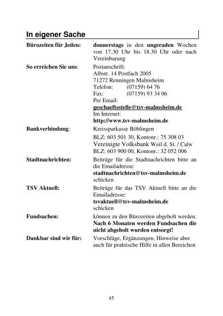 TSV Aktuell Nr. 34 - TSV Malmsheim