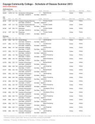 Cayuga Community College - Schedule of Classes Summer 2013