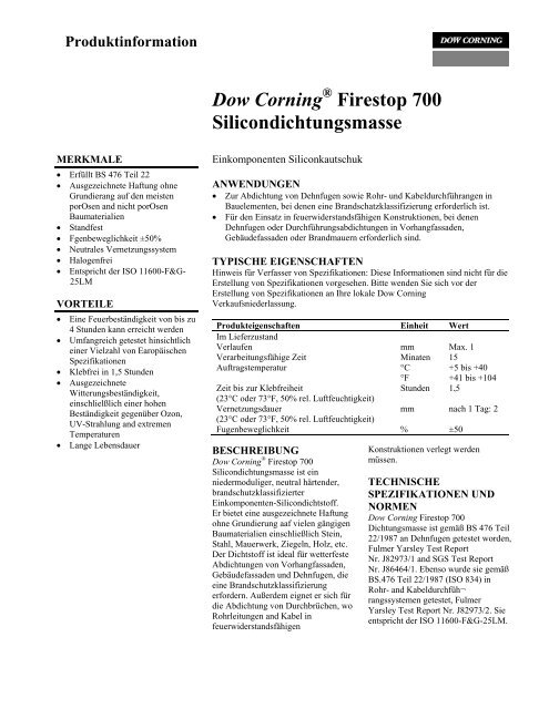 Dow Corning® Firestop 700 Silicondichtungsmasse