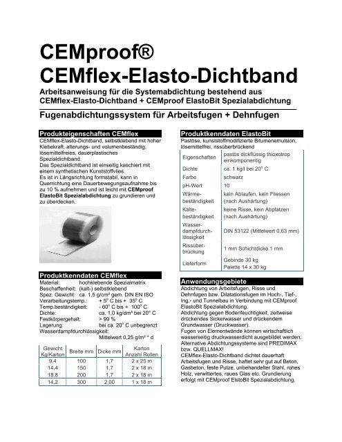 CEMproof® CEMflex-Elasto-Dichtband - CEMproof AG