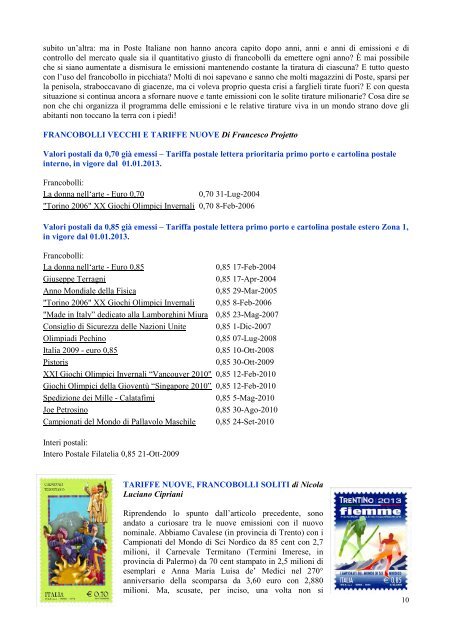 Il francobollo incatenato n. 227, Marzo 2013 - Collezionisti Italiani di ...