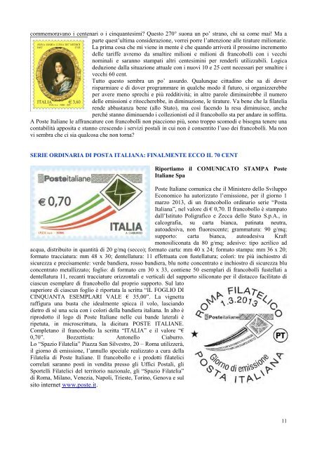 Il francobollo incatenato n. 227, Marzo 2013 - Collezionisti Italiani di ...