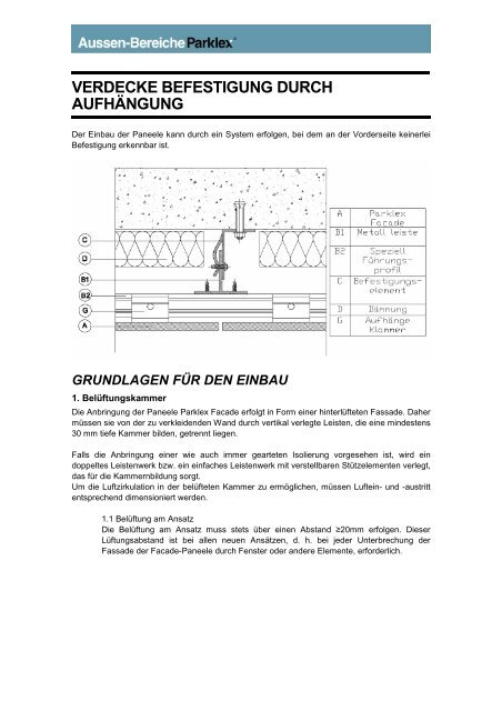 Parklex Facade-Verdecke befestigung durch aufhängung V2