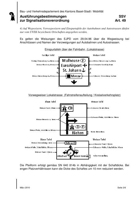 Ausführungsbestimmung zur Signalisationsverordnung - Bau- und ...