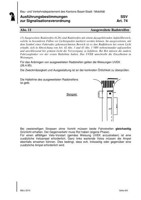 Ausführungsbestimmung zur Signalisationsverordnung - Bau- und ...