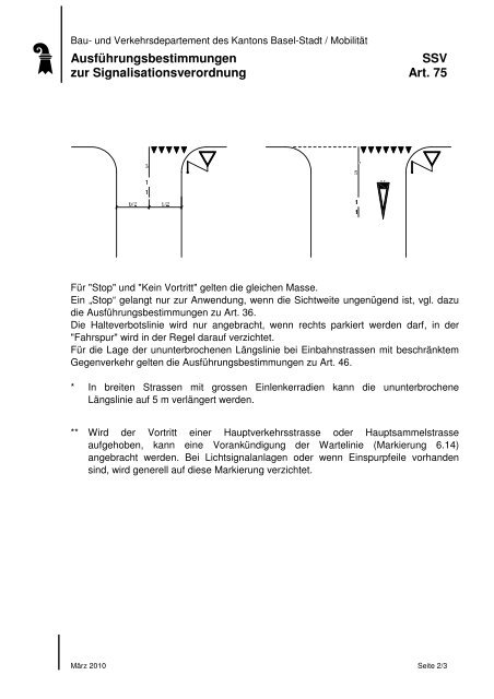 Ausführungsbestimmung zur Signalisationsverordnung - Bau- und ...