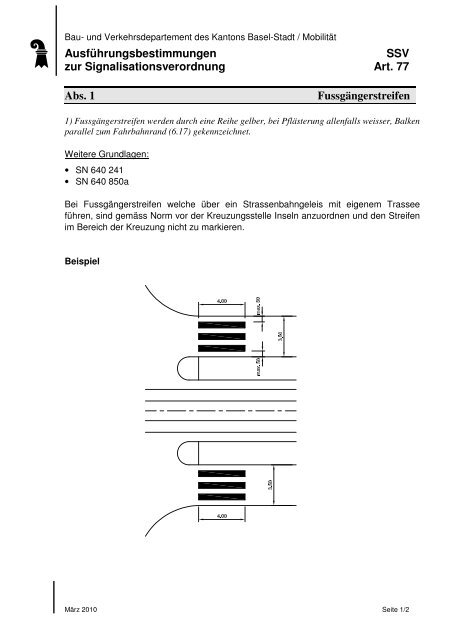 Ausführungsbestimmung zur Signalisationsverordnung - Bau- und ...