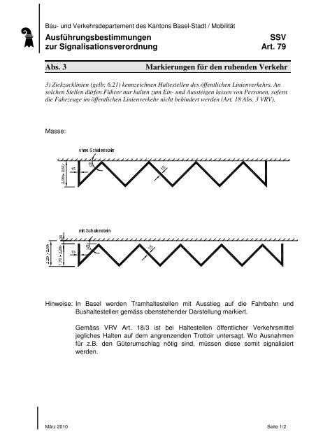 Ausführungsbestimmung zur Signalisationsverordnung - Bau- und ...