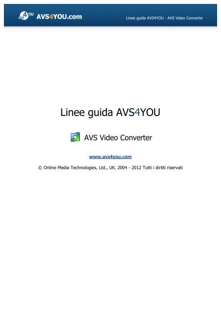 Scarica manuale PDF AVS Video Converter - AVS4YOU &gt;&gt; Online ...
