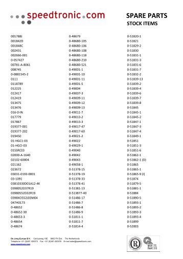 SPARE PARTS - Speedtronic