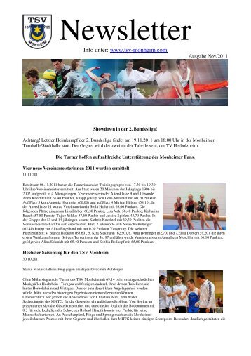 TSV - Newsletter Novemberr 2011 - TSV Monheim